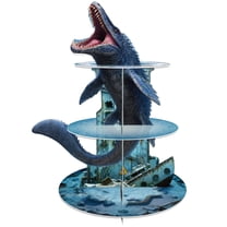 Neasyth 3 Tier Dinosaur Cupcake Stand, Dinosaur Cupcake Holder Party Decorations, Dino Dessert Tower for Kids Dino Party Birthday Supplies
