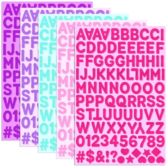 Neasyth 490Pcs Felt Letters Stickers, 1 Inch Letters Numbers & Shapes Sticker for DIY Scrapbook Arts and Crafts Supplies(Pastel)