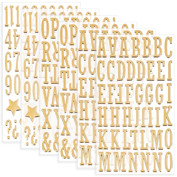 Neasyth 6 Sheets 3D Gold Letter Stickers, 1 Inch Foam Alphabet Number Decals, Puffy ABC Letters for Crafts Scrapbooking Graduation Cap