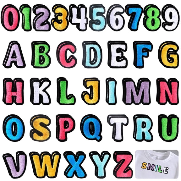 Neasyth 72PCS Iron on Letters and Numbers Patches, Applique Sew On Alphabet Embroidered Patch for Clothes, Hat, Jeans, Jackets, DIY Accessories