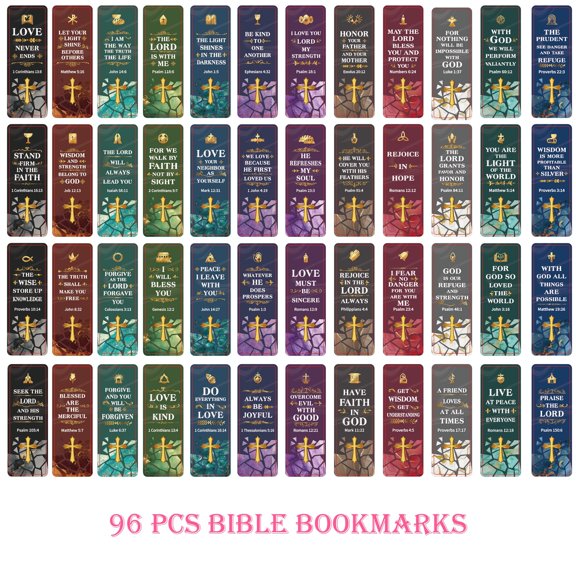 Neasyth 96Pcs Bible Bookmark with Bible Verses, Inspirational Christian Bookmarks for Women & Men Reading Lover, Church Supplies