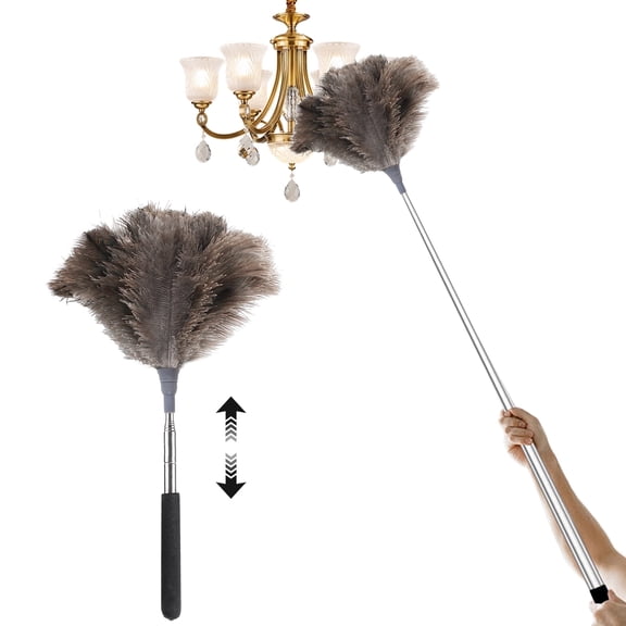 Neasyth Feather Duster, Extendable Ostrich Duster for Cleaning High Ceilings Lights Cupboards, 90.55 in