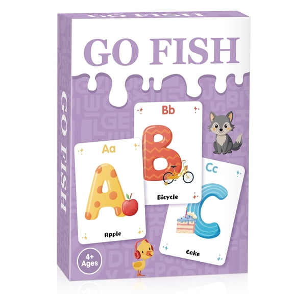 Neasyth Go Fish Card Games for Kids Toddlers, Educational Alphabet Flash ABC Go Fish for Family Game Night, Travel Activities(Alphabet)