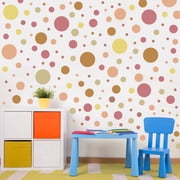Neasyth Polka Dot Wall Decals Boho Round Circle Rainbow Wall Stickers for Girls Playroom Nursery Classroom, Yellow