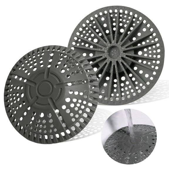 Neasyth Shower Drain Hair Catcher, 2 Pack 5.5in Large Silicone Drain Protector Strainer for Shower Room, Floor Drain, Bathroom Sink