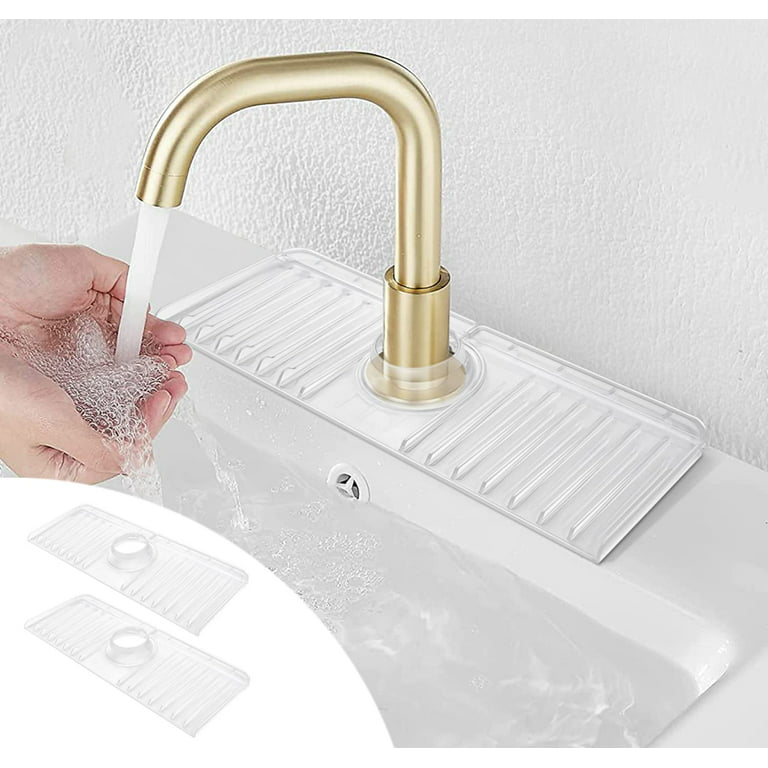 Silicone Drain Mat, Kitchen Faucet Sink Splash Guard, Beige Rubber