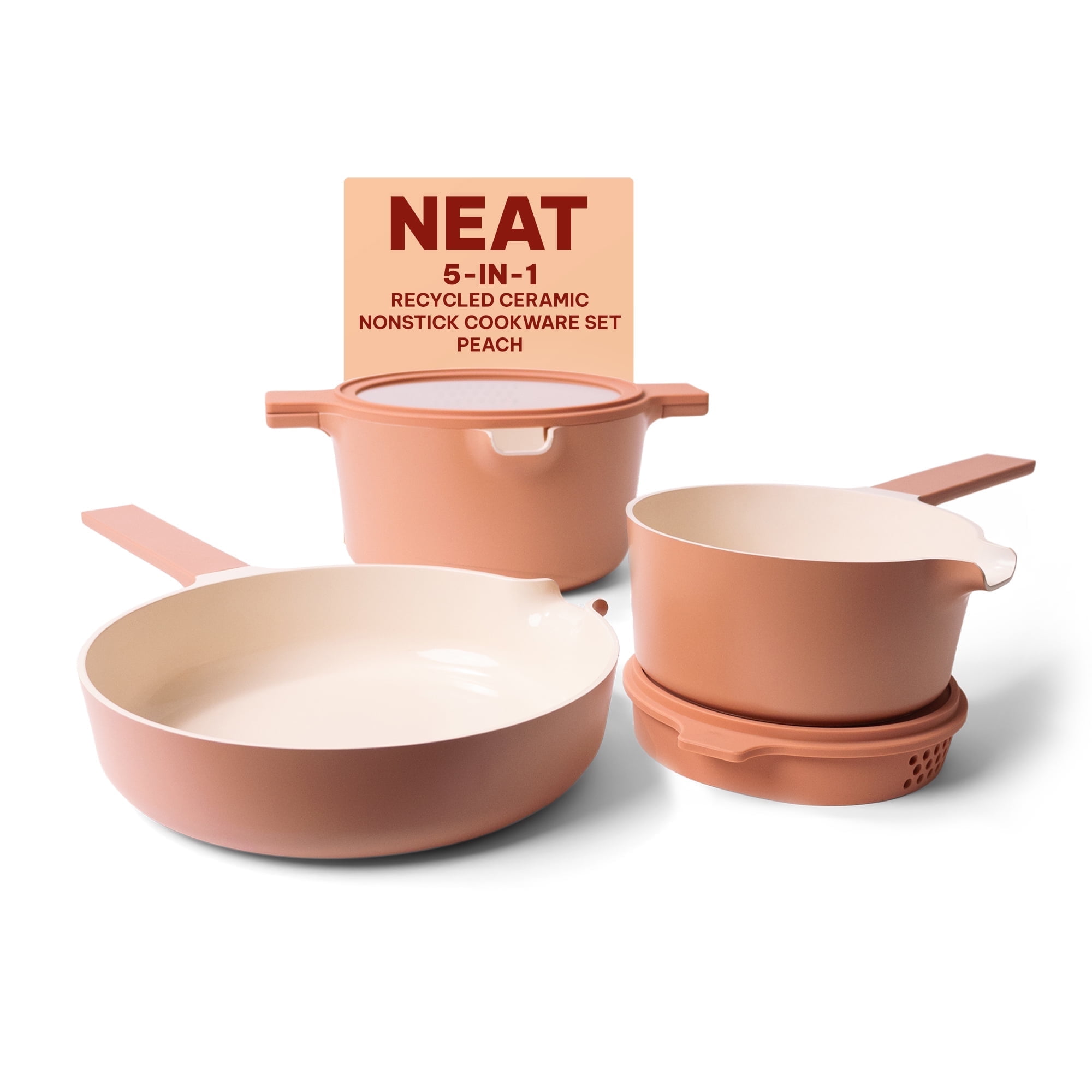Alva 5-in-1 Peach Ceramic Nonstick Cookware Set