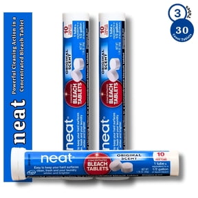 Neat Concentrated Bleach Tablets, Original Scent, 10 Count Tube (3 Tubes) 30 Count Total