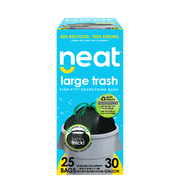 Neat - Drawstring Trash Bags, 50% Recycled, 30 Gallon, 1.1 Mil 40"x33", Black & White, 25 Count