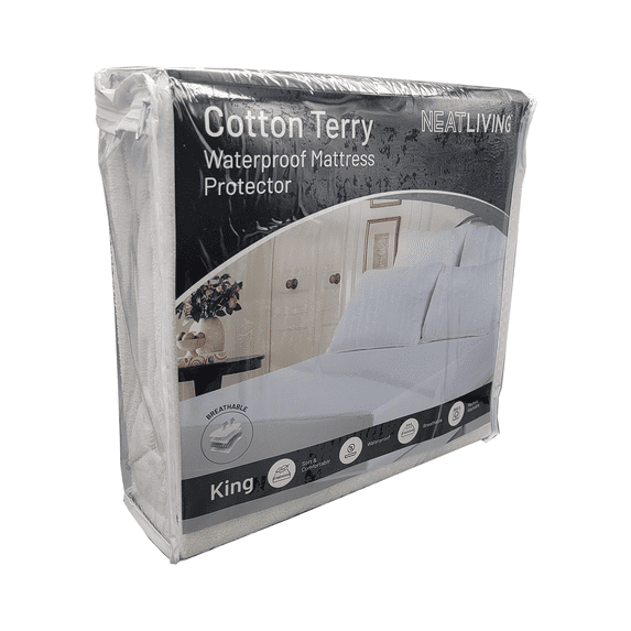 Neat-Living Cotton Terry Waterproof Mattress Protector, King