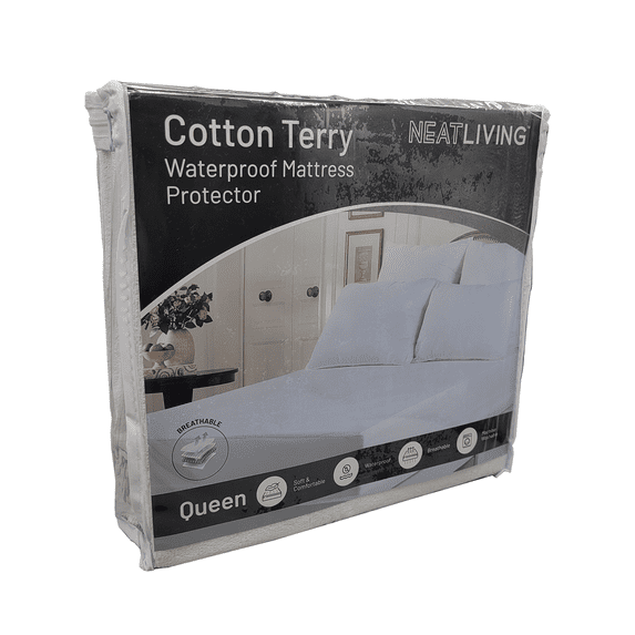Neat-Living Cotton Terry Waterproof Mattress Protector, Queen
