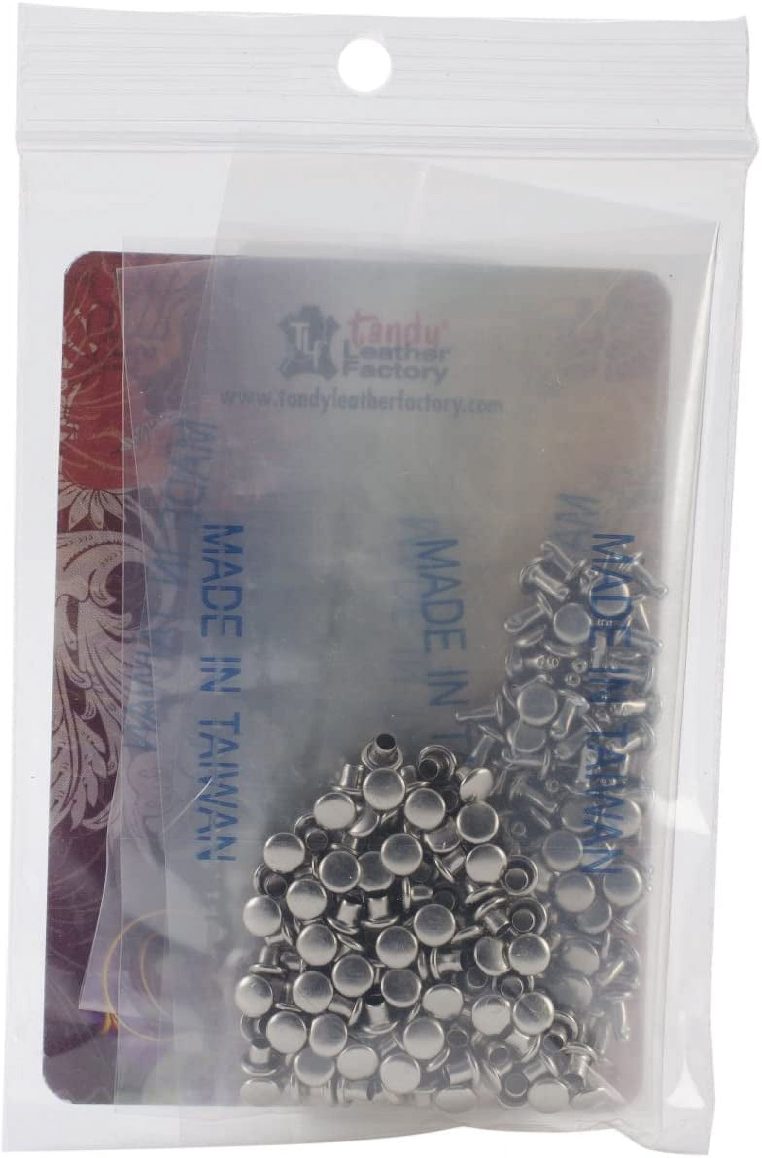 Springfield Leather Double Cap Rivets - Nickel Plated, Extra Long Post, 100 Piece Pack