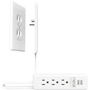 Neat Socket 3ft Flat Extension Cord & Outlet Concealer – Ultra Thin Flat Plug Extension Cord with 3 Outlets, 2 USB – Flat Outlet Extension Cord – Universal Size Flat Plug Power Strip Child & Pet Safe