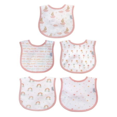 Neat Solutions 5 Pack Girl Infant Stay-Dry Bibs