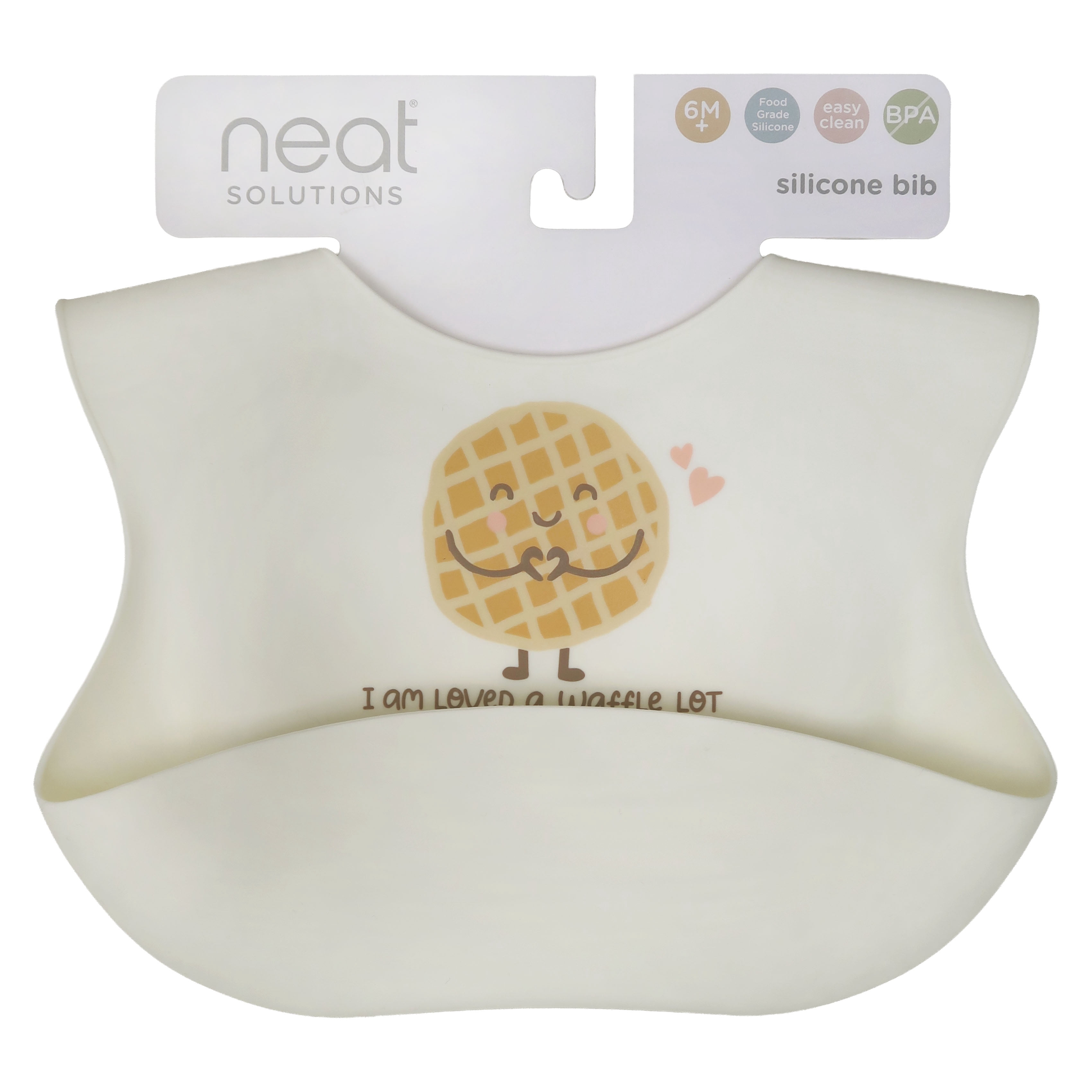 Neat Solutions Silicone "Loved Waffle Lot" Saying Infant Unisex Scoop Bib