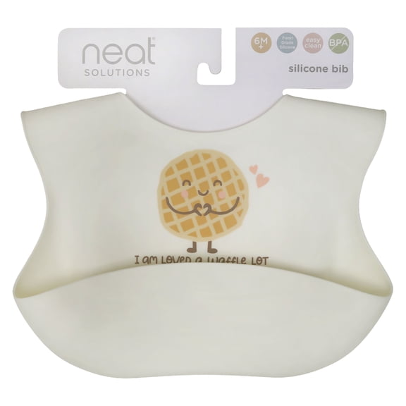 Neat Solutions Silicone "Loved Waffle Lot" Saying Infant Unisex Scoop Bib