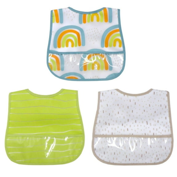 Neat Solutions Toddler Bib Set Peva/Knit Terry - Neutral Rainbow - 3pk
