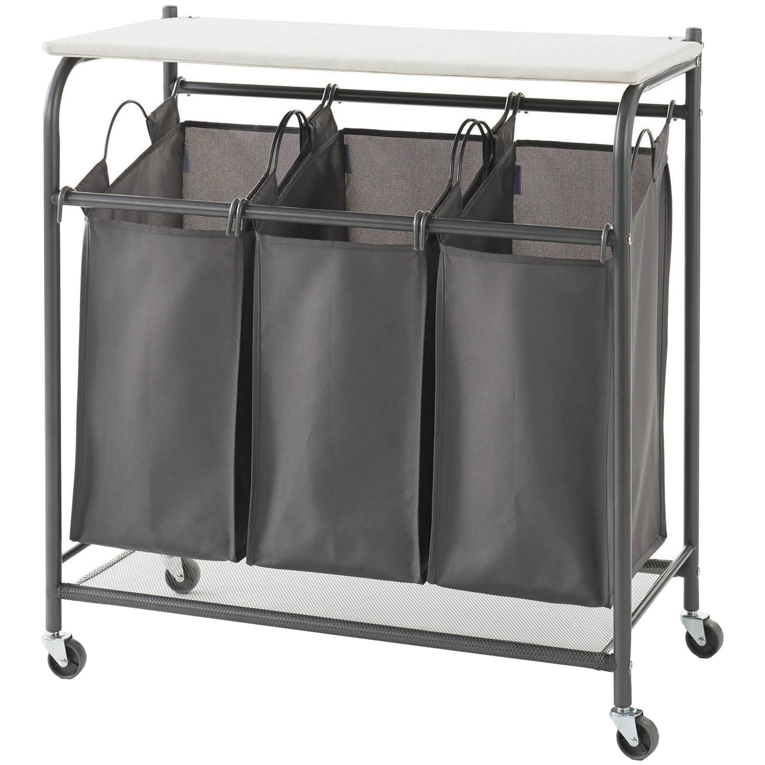 NeatFreak AU5479002X1EFST Rolling Triple Laundry Sorter with Ironing