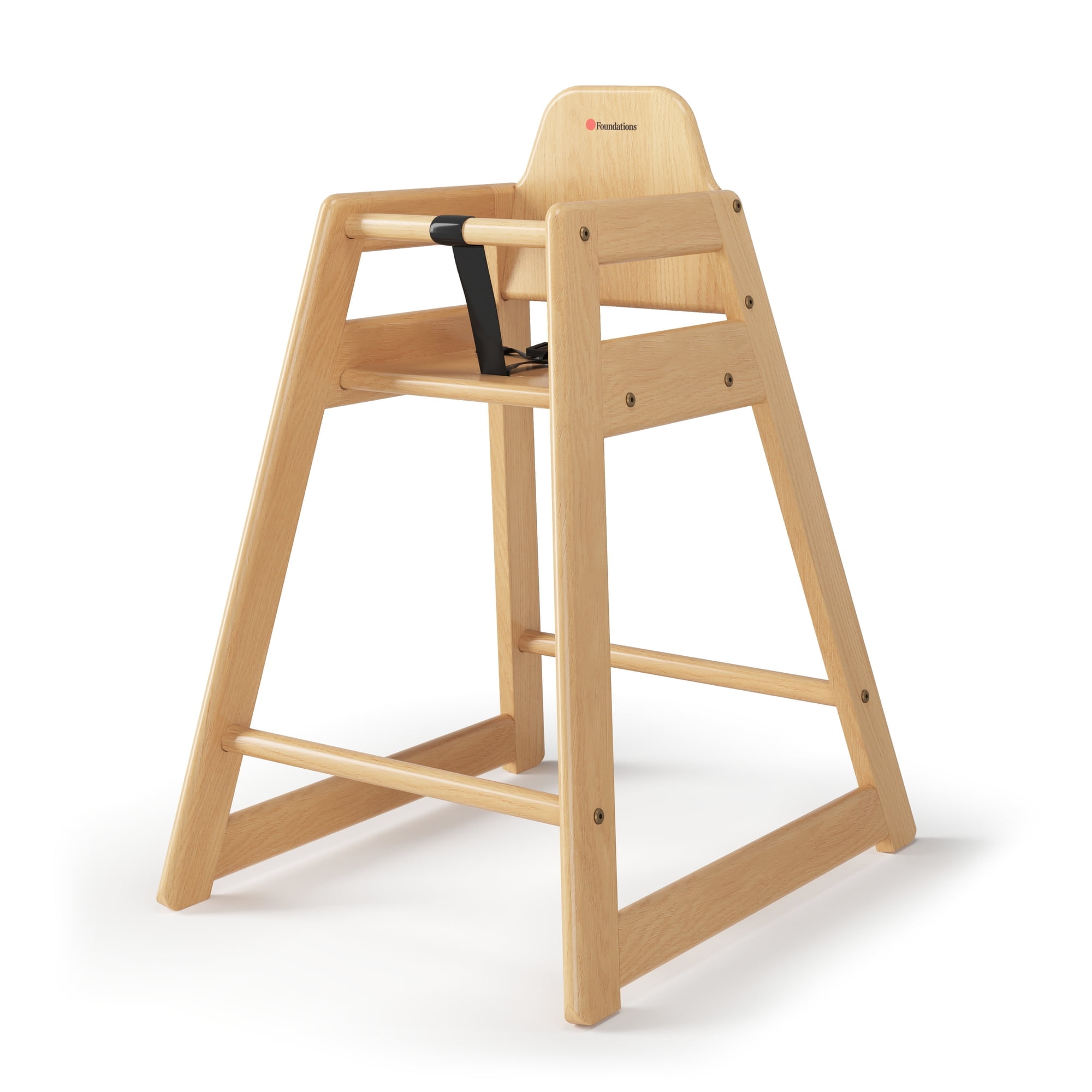 Foundations NeatSeat Wooden High Chair for Toddlers, Stackable, 3-Point Harness, Natural Finish