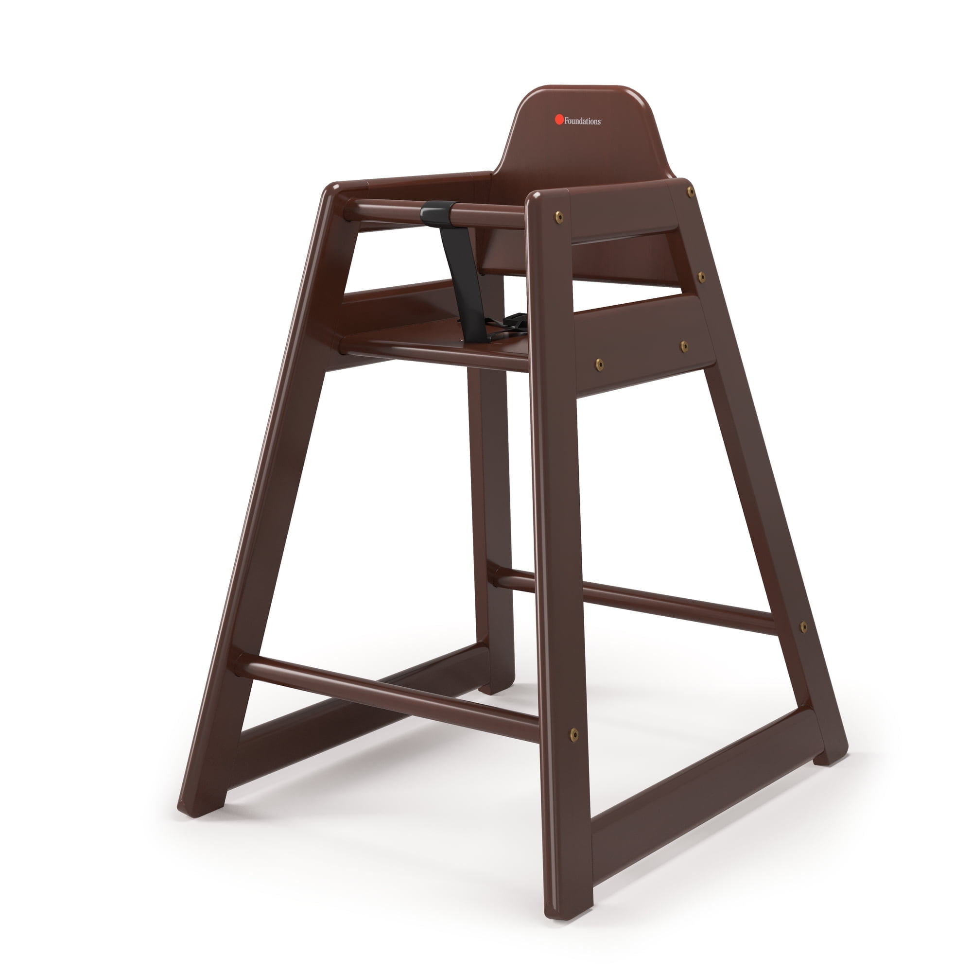 Foundations NeatSeat Wooden High Chair for Toddlers, Stackable, 3-Point Harness, Antique Cherry