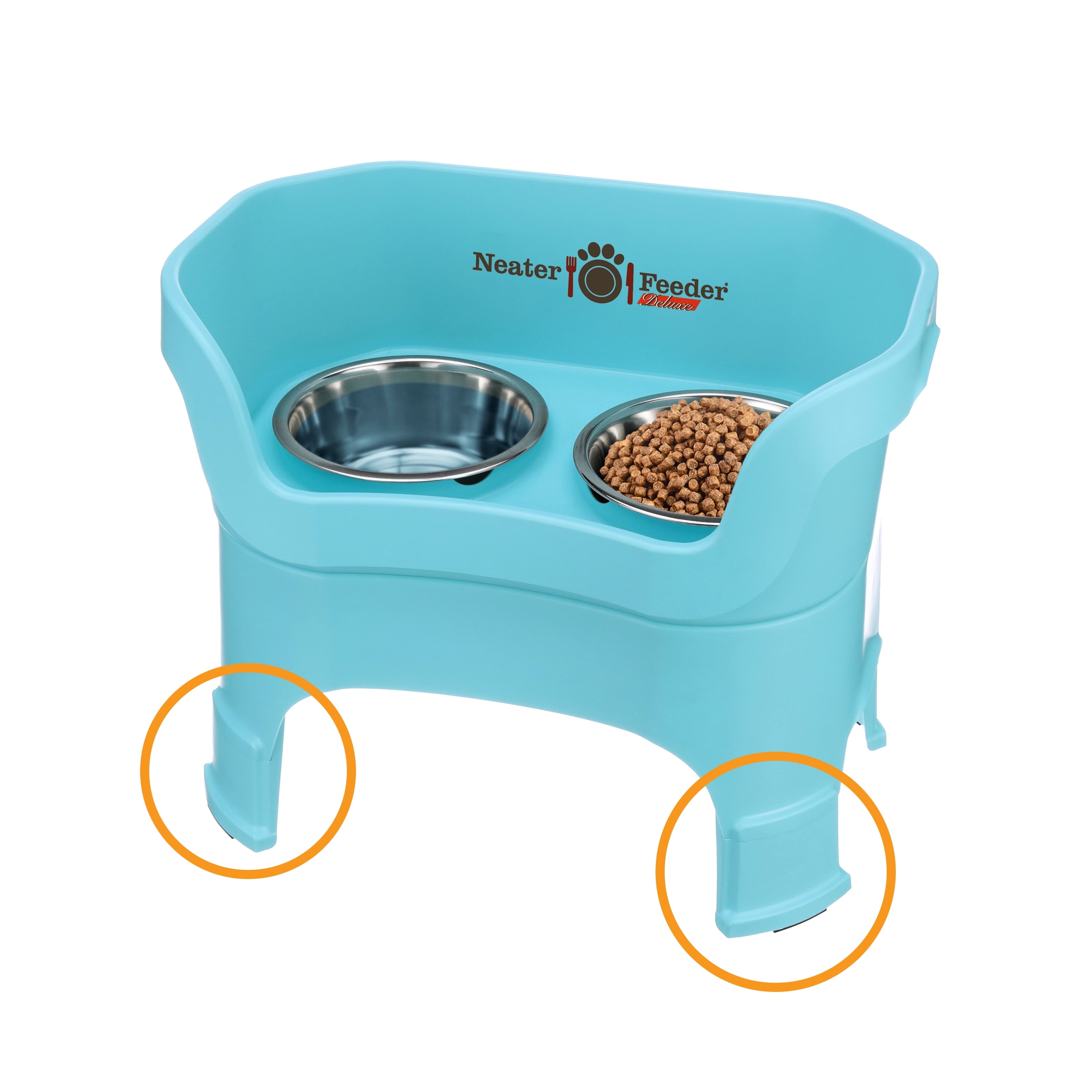 Neater Feeder Deluxe Elevated Mess-Proof Food & Water Bowls for Large Dogs, Aquamarine