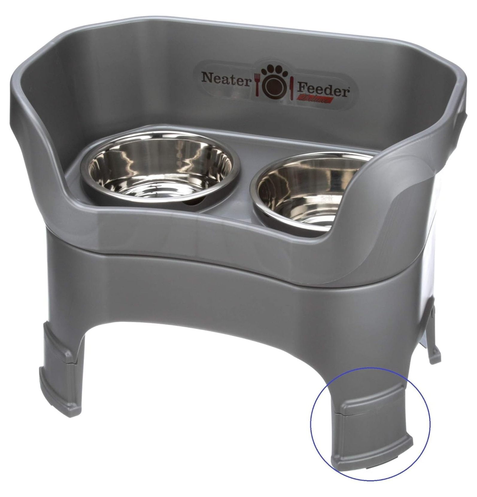 Large Gunmetal Elevated Stainless Steel Pet Feeder