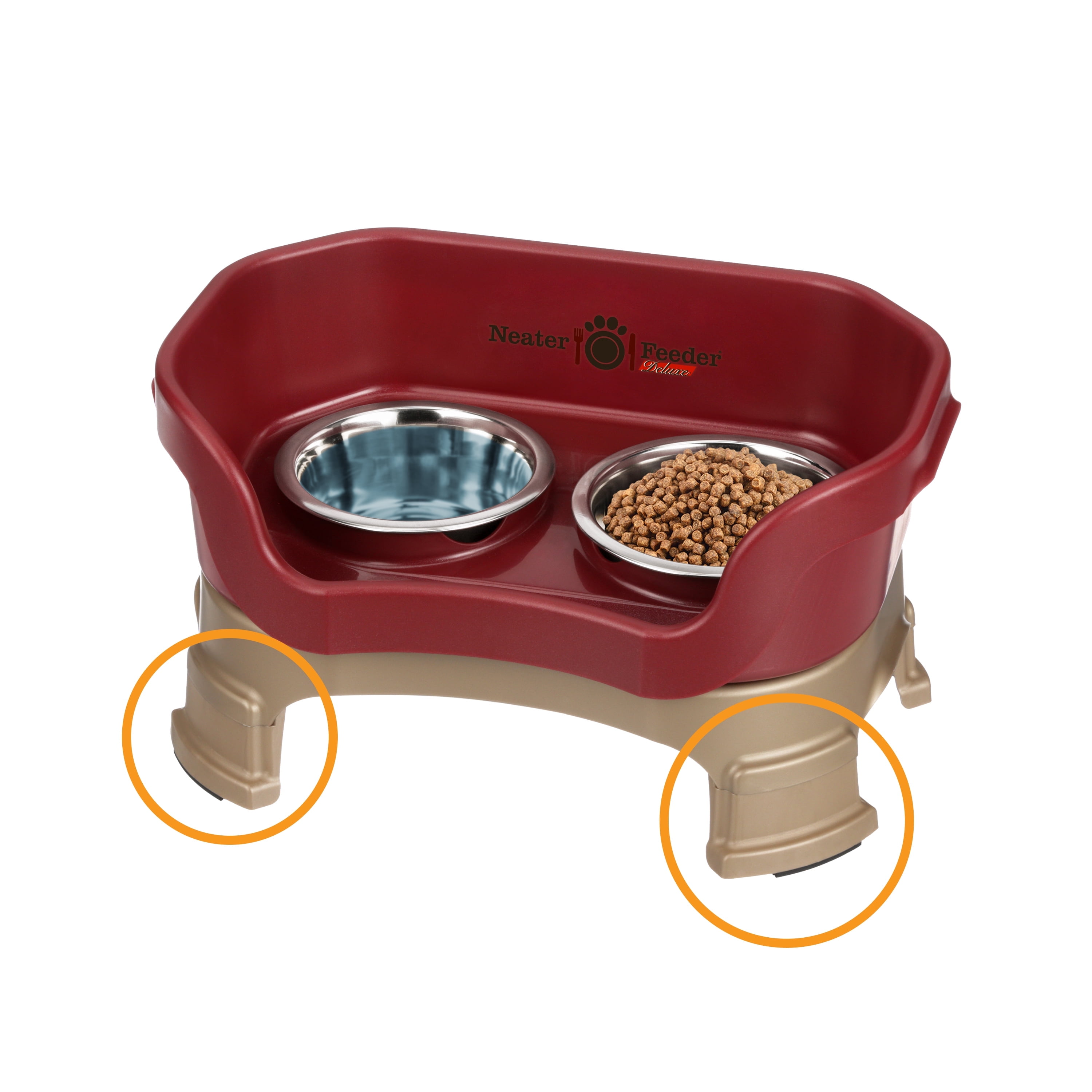 Neater Feeder Deluxe With Leg Extensions Mess-Proof Food & Water Bowls for Small Dogs, Cranberry