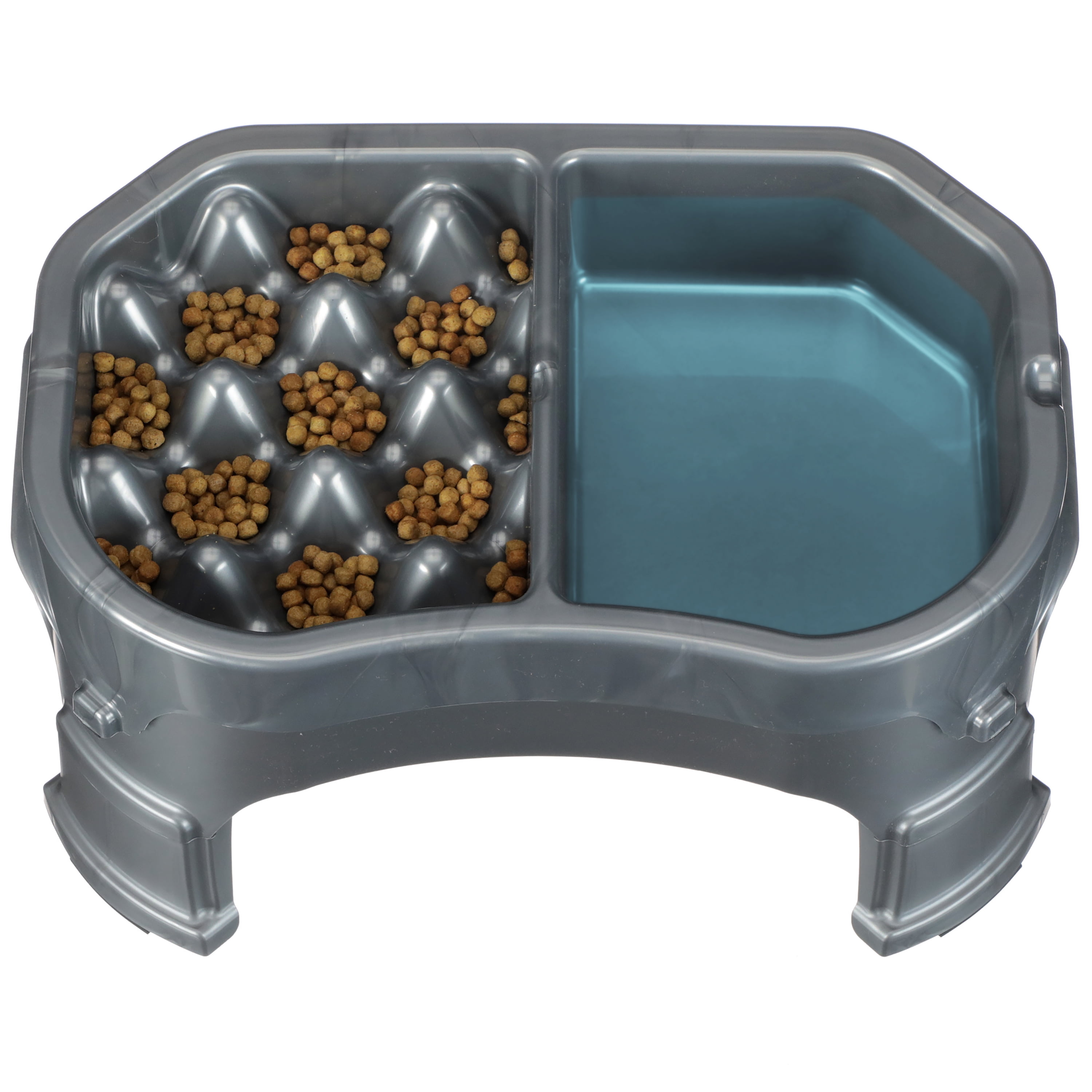 Gunmetal Gray Adjustable Stainless Steel Double Diner Pet Feeder