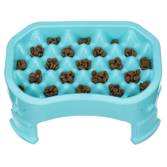 Neater Pet Brands Raised Neater Slow Feeder - Elevated & Adjustable Feeding Height - Improves Digestion, Stops Obesity, and Slows Down Eating, 6 Cups, Aquamarine