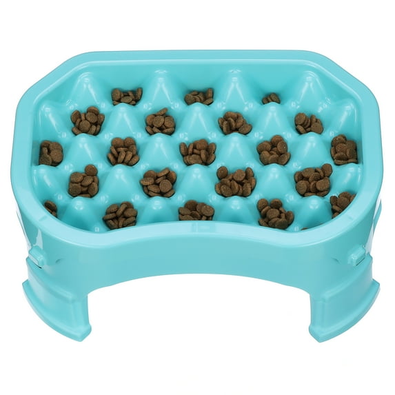 Neater Pet Brands Raised Neater Slow Feeder - Elevated & Adjustable Feeding Height - Improves Digestion, Stops Obesity, and Slows Down Eating, 6 Cups, Aquamarine