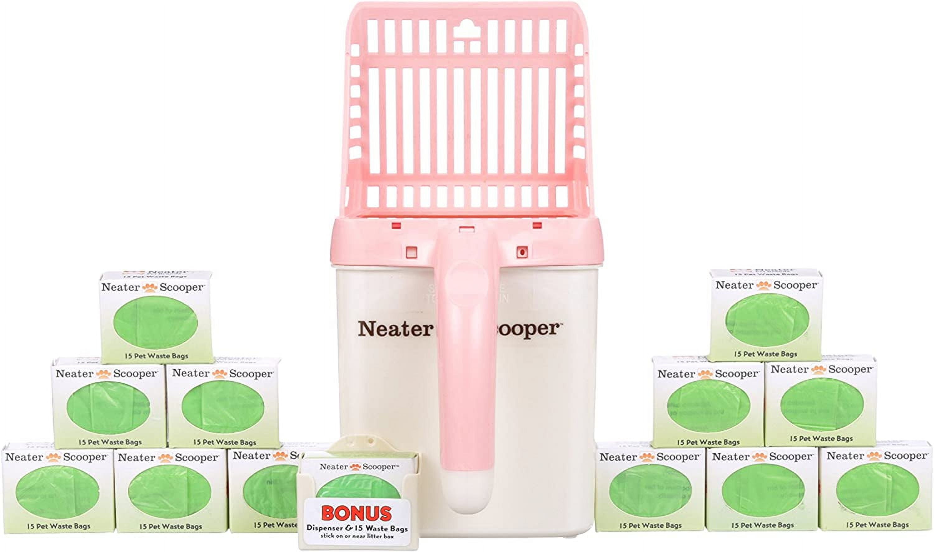 Neater Pet Brands Neater Scooper Mess Free Cat Litter Scoop Scoop to Bag Spill Proof Kitty Litter Sifter System with Waste Bin Includes 195 Refill Bags Pink Walmart