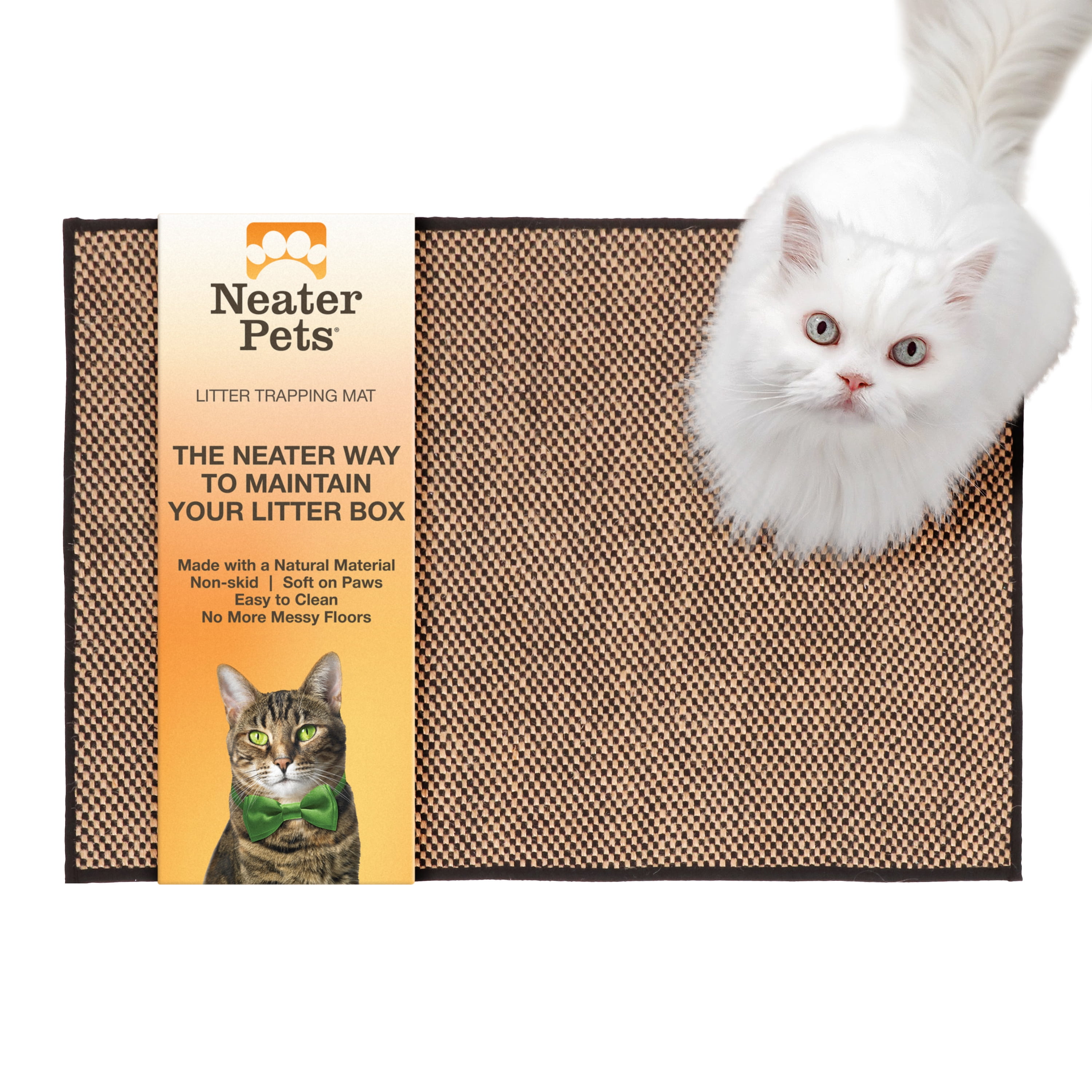 Neater Pets Checkered Jute Cat Litter Trapping Mat, 24" x 36"