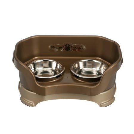 Neater Pets Neater Feeder Deluxe Mess-Proof Elevated Food & Water Bowls for Cats, Bronze