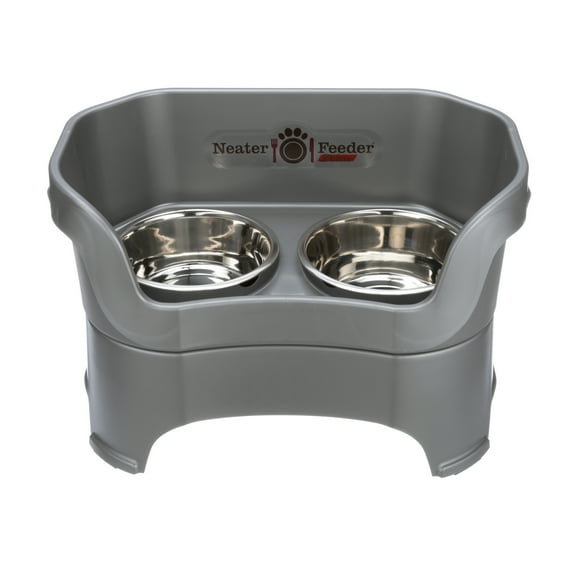 Neater Pets Neater Feeder Deluxe Mess-Proof Elevated Food & Water Bowls for Large Dogs, Gunmetal