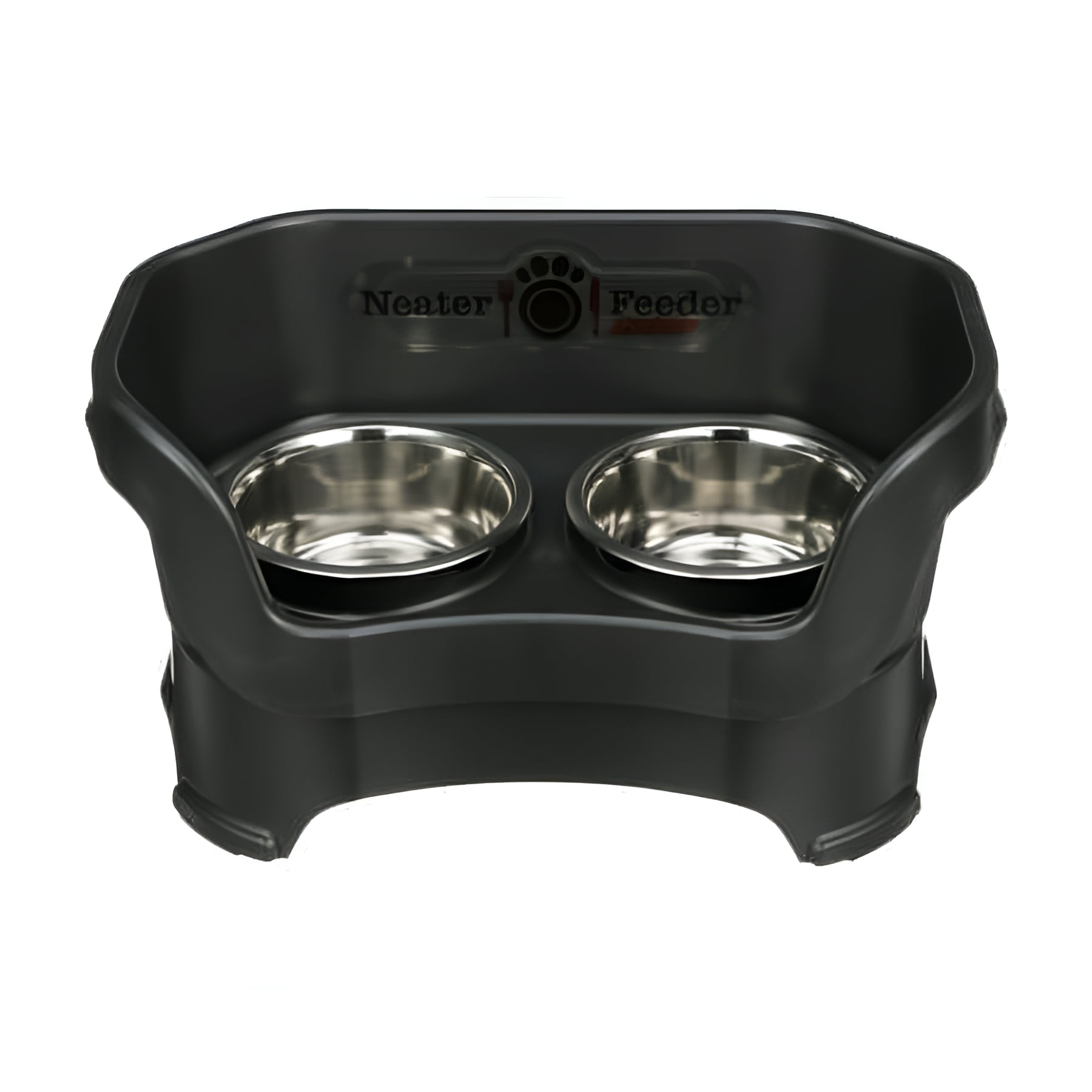 Midnight Black Elevated Stainless Steel Dog Feeder for Medium Breeds