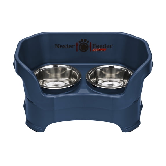Neater Pets Neater Feeder Deluxe Mess-Proof Elevated Food & Water Bowls for Medium Dogs, Dark Blue