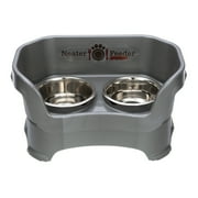 Neater Pets Neater Feeder Deluxe Mess-Proof Elevated Food & Water Bowls for Medium Dogs, Gunmetal