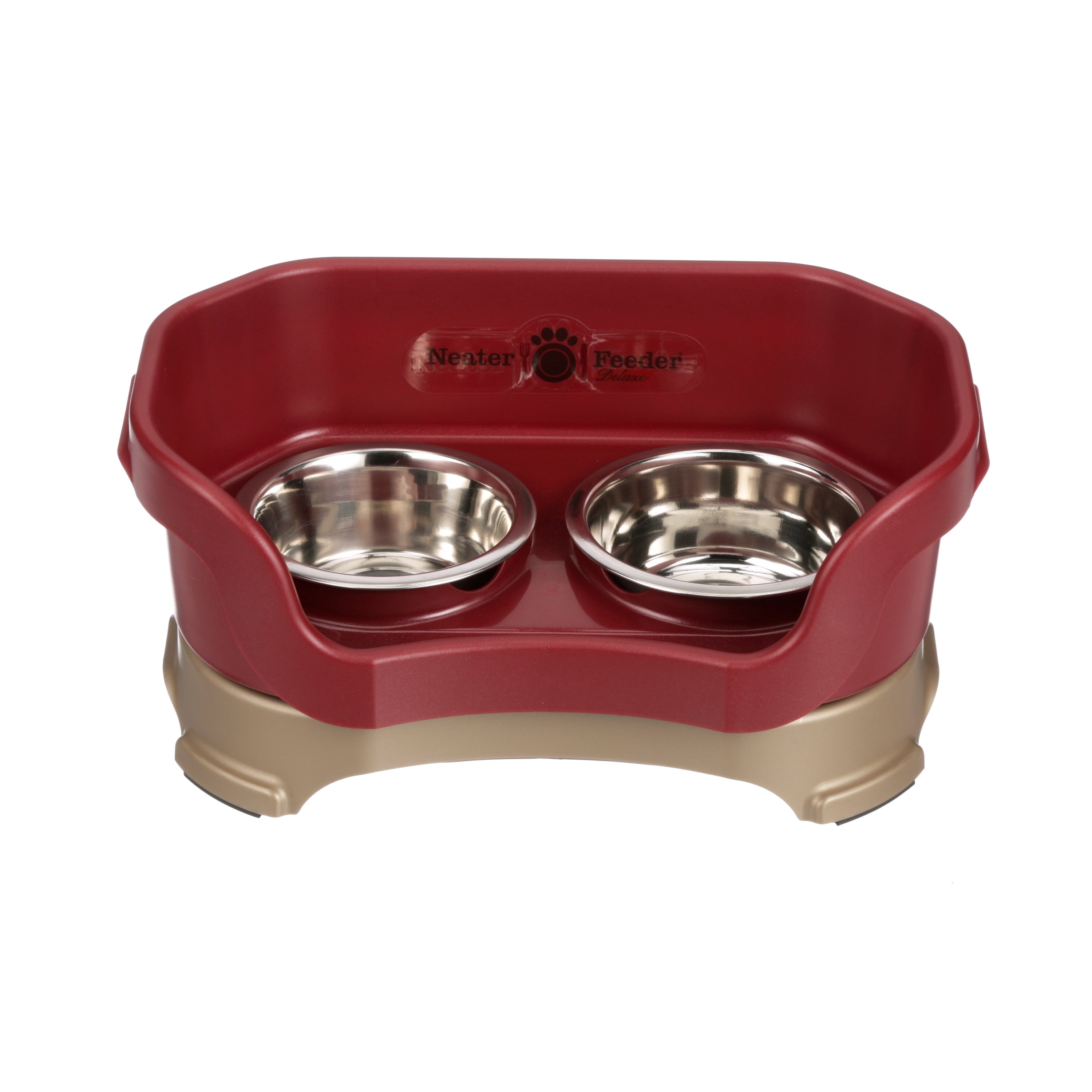Neater Pets Neater Feeder Deluxe Mess-Proof Elevated Food & Water Bowls for Small Dogs, Cranberry