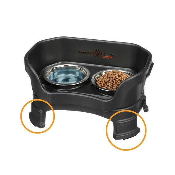Neater Pets Neater Feeder Deluxe With Leg Extensions Mess-Proof Elevated Food & Water Bowls for Cats, Midnight Black