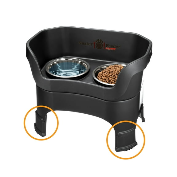 Neater Pets Neater Feeder Deluxe With Leg Extensions Mess-Proof Elevated Food & Water Bowls for Large Dogs, Midnight Black