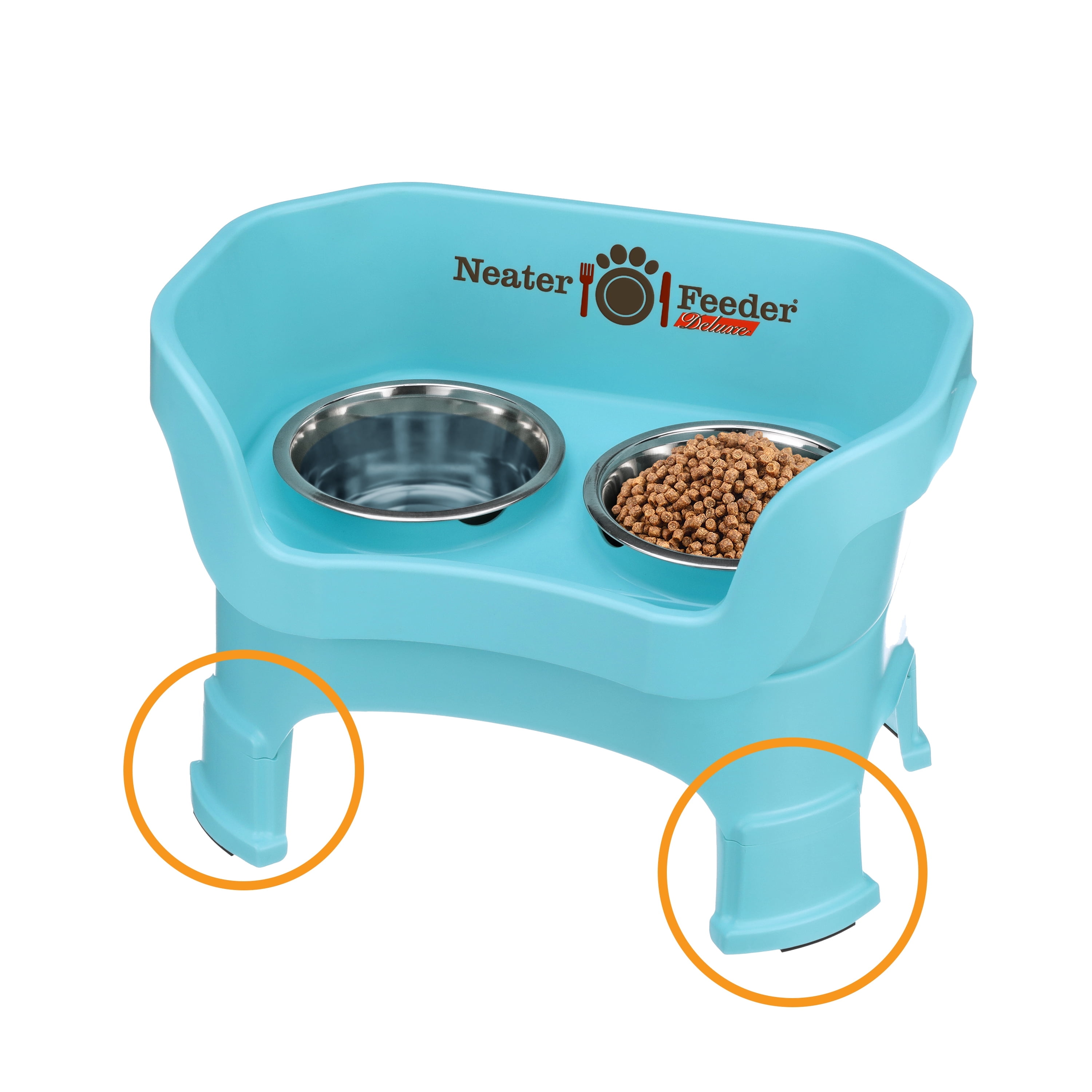 Neater Pets Neater Feeder Deluxe With Leg Extensions Mess Proof Elevated Food Water Bowls for Medium Dogs Aquamarine Walmart