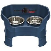 Neater Pets Neater Feeder Deluxe With Leg Extensions Mess-Proof Elevated Food & Water Bowls for Medium Dogs, Dark Blue