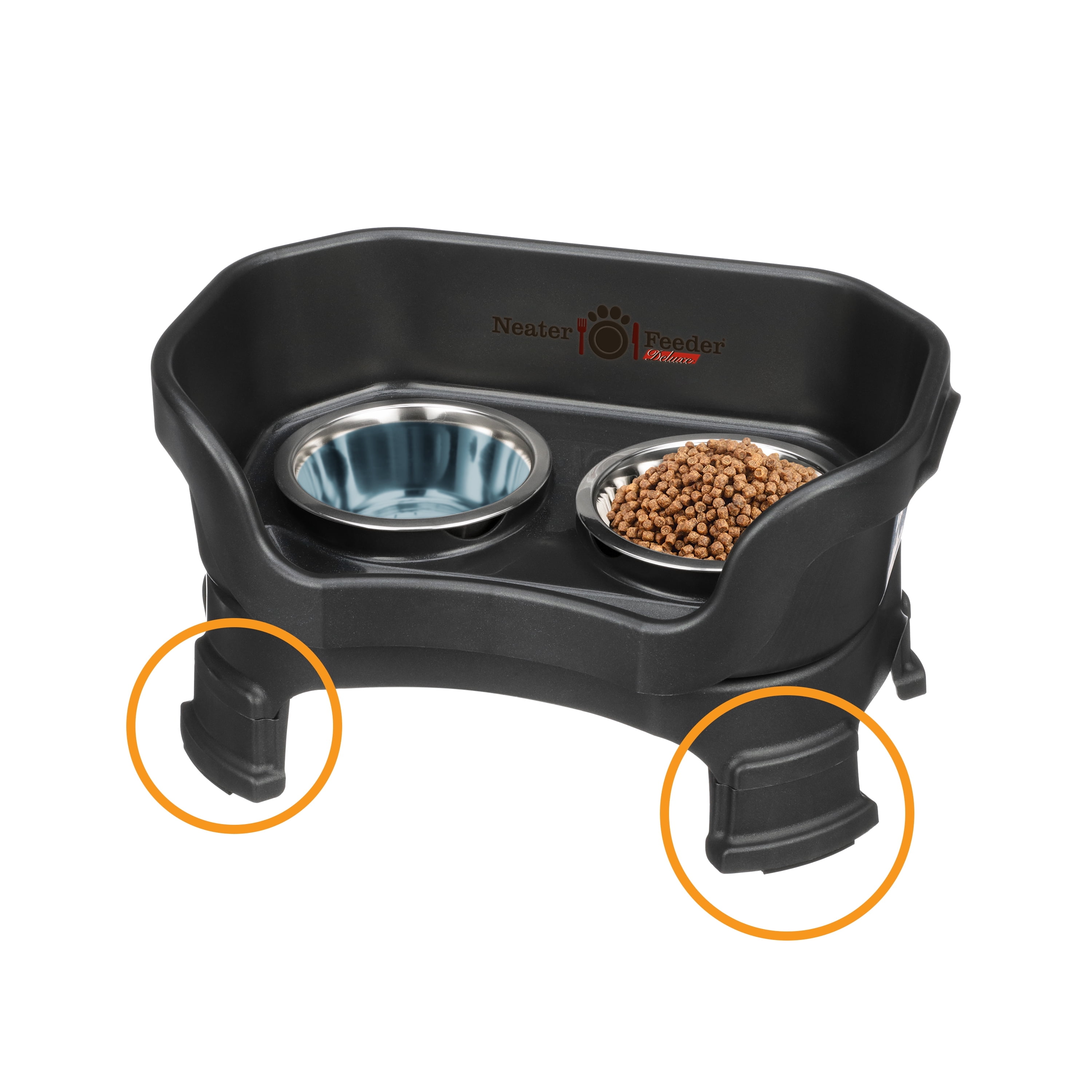 Neater Pets Neater Feeder Deluxe With Leg Extensions Mess Proof Elevated Food Water Bowls for Small Dogs Midnight Black Walmart