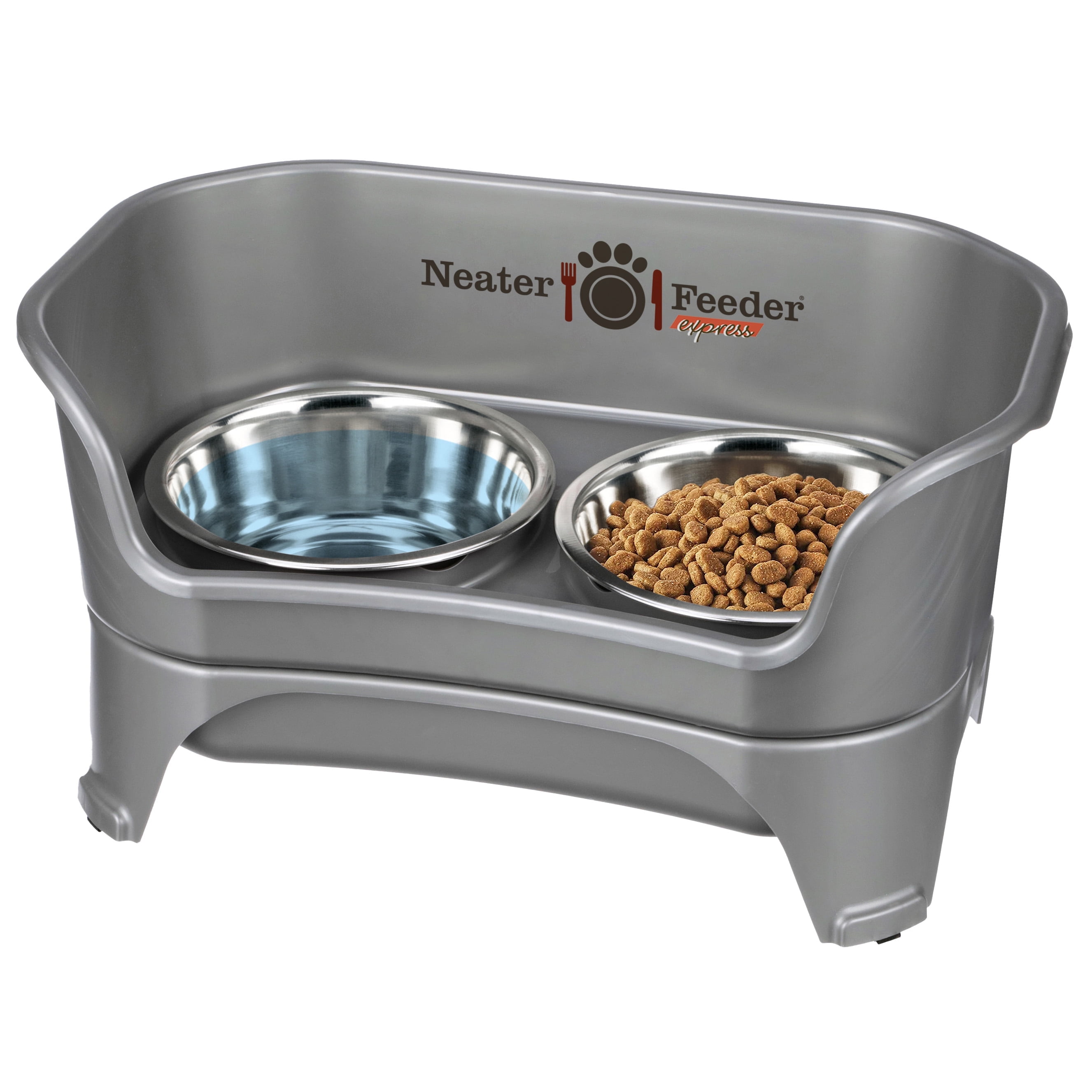 Neater Pets Neater Feeder Express Mess-Proof Elevated Food & Water Bowls for Medium to Large Dogs, Gunmetal