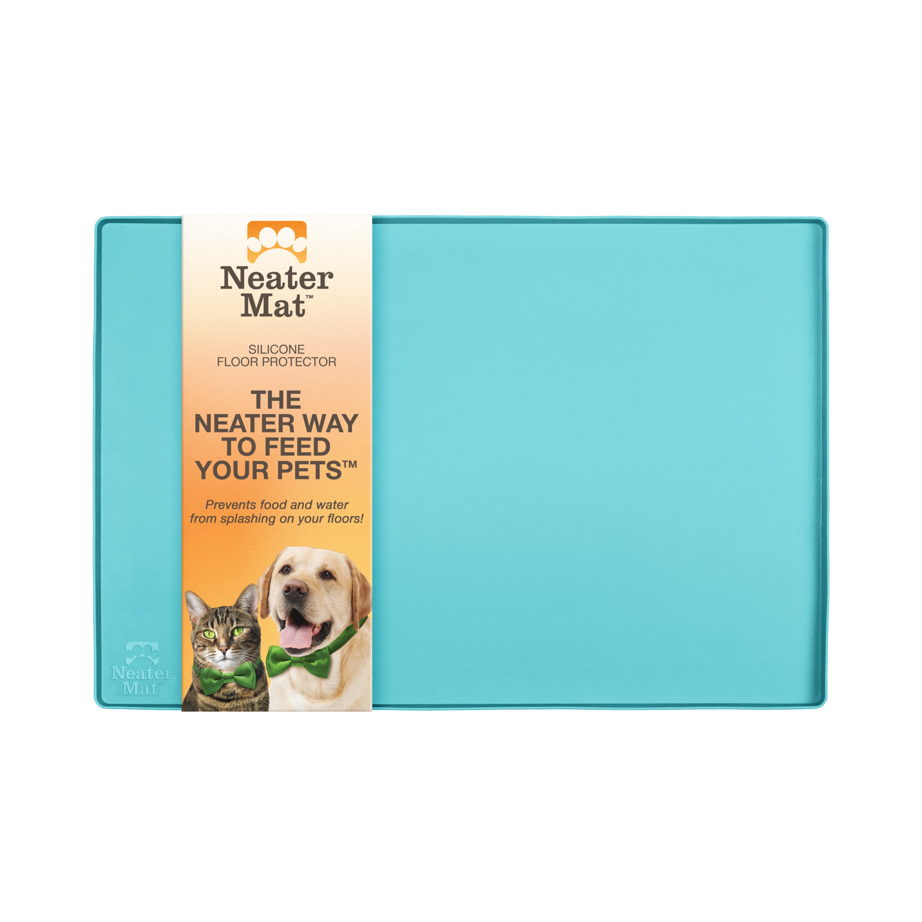 Aquamarine Waterproof Silicone Pet Food and Water Mat, 16" x 10"