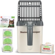Neater Pets Neater Scooper Mess-Free Cat Litter Scoop with Waste Container - Includes 60 Count Refill of Bags, Grey