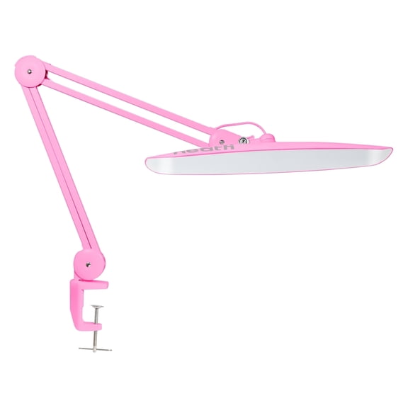 Neatfi XL LED Desk Lamp with Clamp, 2200 Lumens, 24W, 20-Inch Wide Head, Dimmable 4 Brightness Levels, Pink