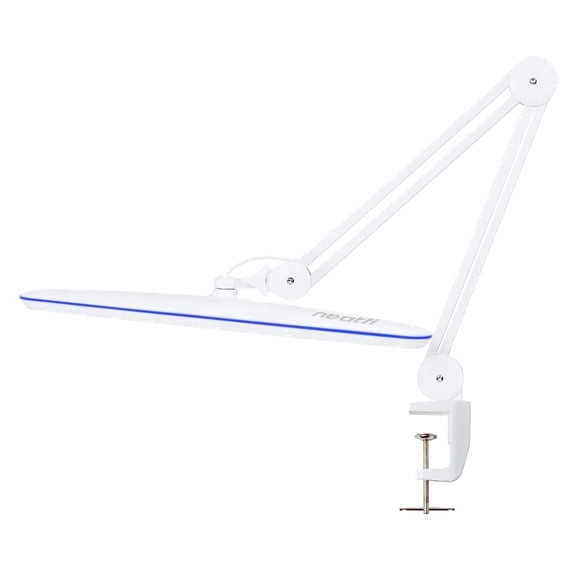 Neatfi Professional LED Task Lamp with Clamp, 2200 Lumens, 23-Inch Wide Head, Dimmable Work Light for Office, Study, Crafting & Nail Techs, White