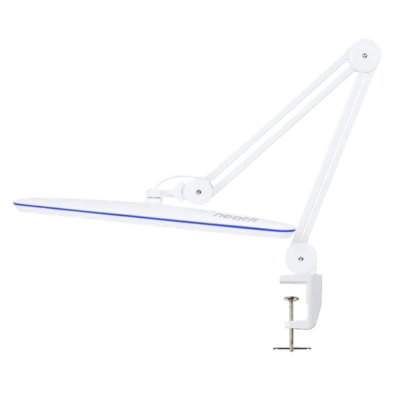Neatfi Professional LED Task Lamp with Clamp, 2200 Lumens, 23-Inch Wide Head, Dimmable Work Light for Office, Study, Crafting & Nail Techs, White