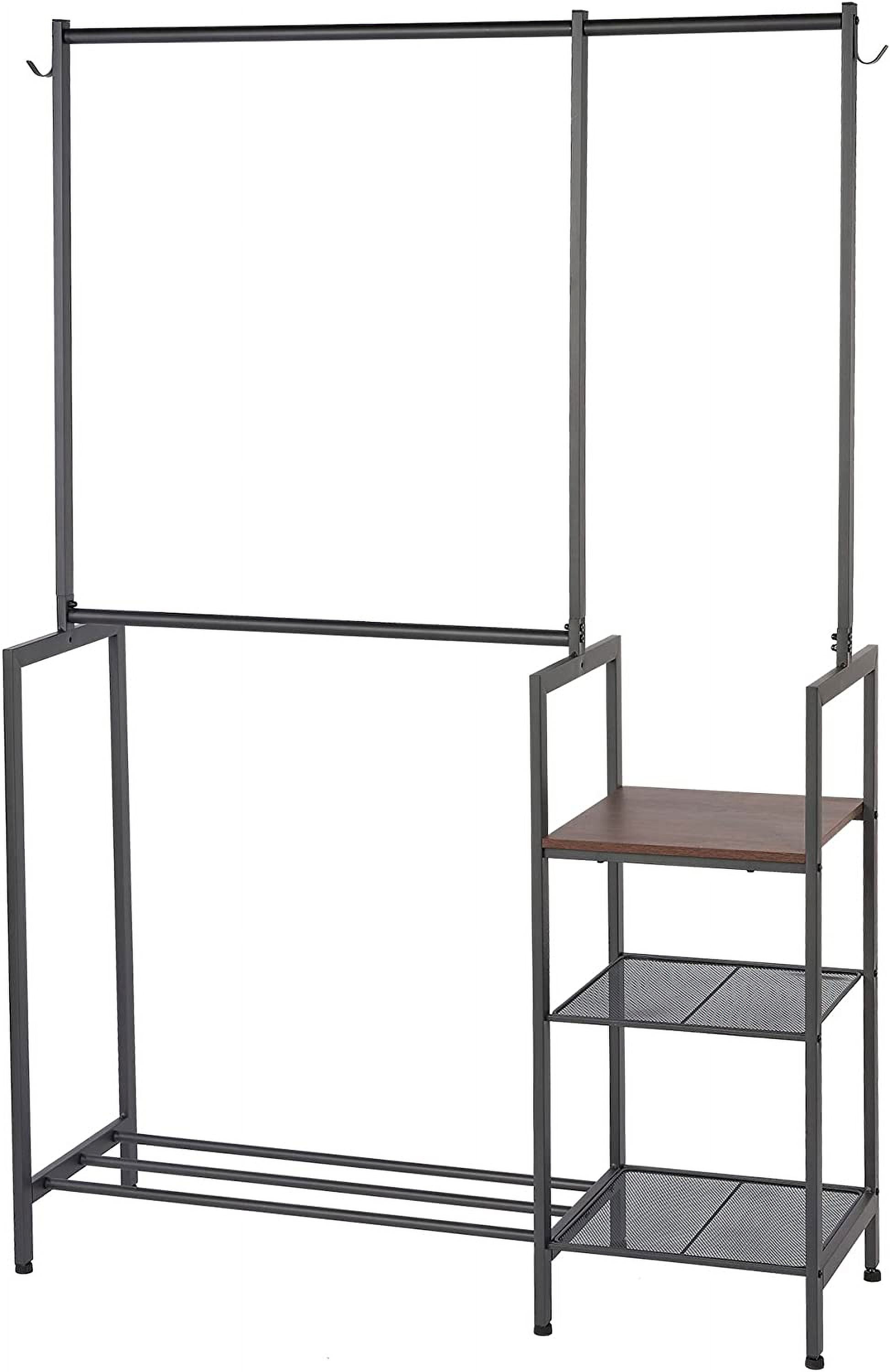 Neatfreak Freestanding Metal Closet Organizer with Brown Shelves